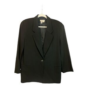 Vintage Talbots 100% Wool Made in the USA Black Blazer Size 12